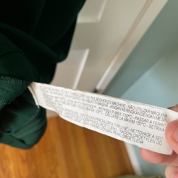 Zara Dark Green Shift V-Neck Mini Dress Size Small - Picture 6 of 7